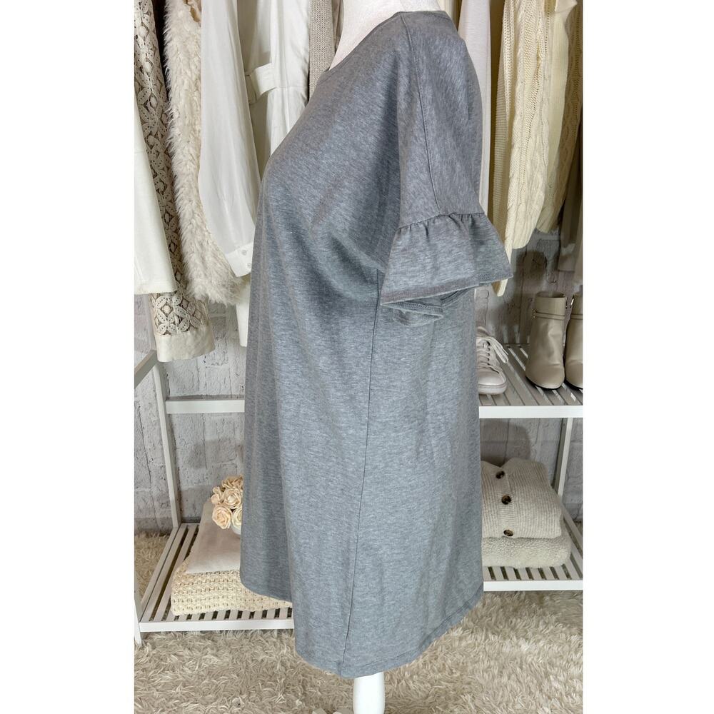 Old Navy Women's Size M Tall Gray Ruffle Sleeve Knee Length T-Shirt Dress #0291 - Picture 2 of 9
